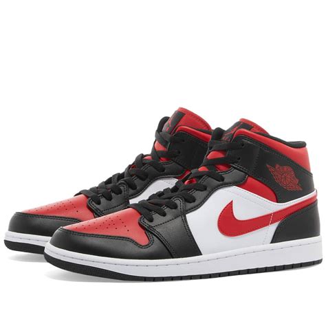 Air Jordan 1 Mid Black Fire Red And White End Au