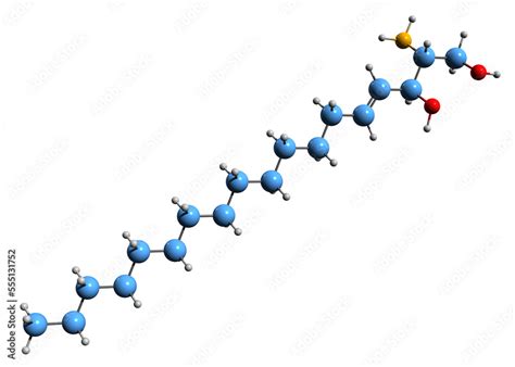 3D image of Sphingosine skeletal formula - molecular chemical structure ...