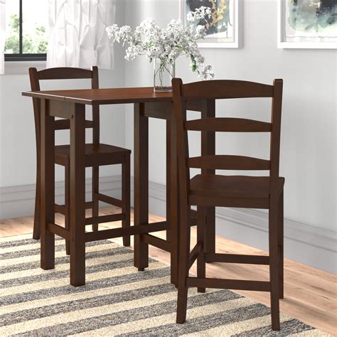 Three Posts Aitkin 3 Piece Counter Height Drop Leaf Solid Wood Dining Set Wayfair