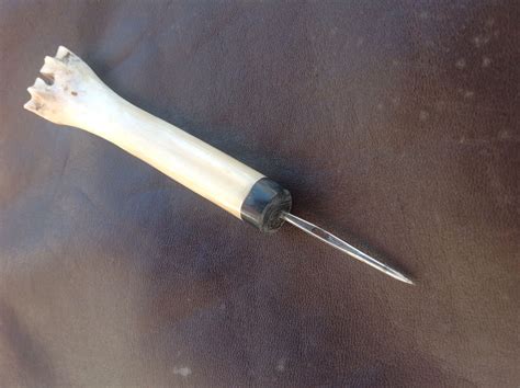 Awl Made From A Large Sewing Needle Deer Leg Bone And Horn Capping