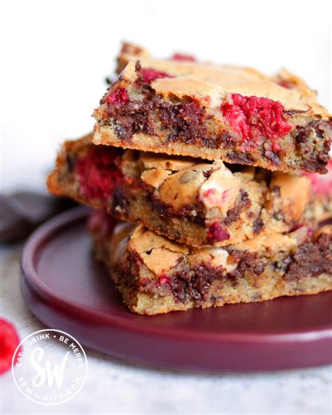 Dark Chocolate Raspberry Blondies Sew White