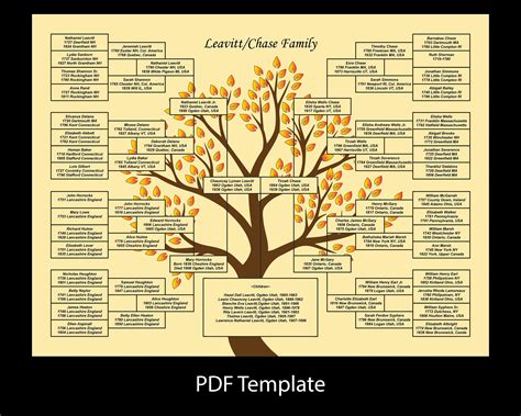 Six Generation Family Tree DIY 18x24 PDF Template autumn Tree - Etsy