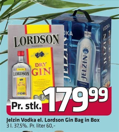 Jelzin Vodka El Lordson Gin Bag In Box Tilbud Hos Fleggaard