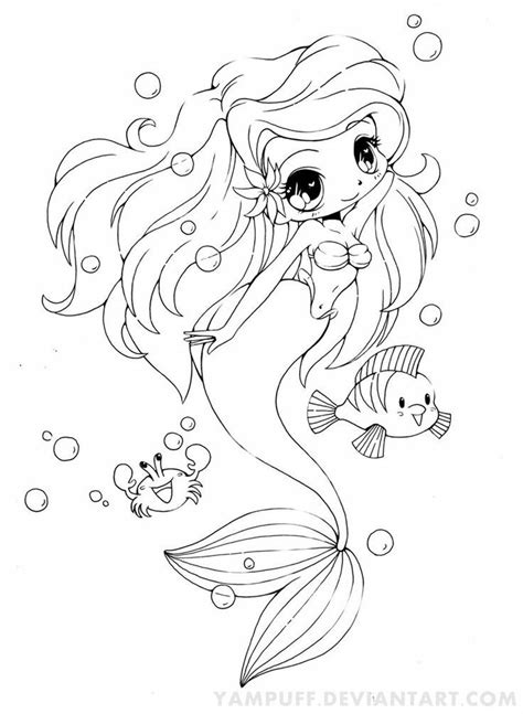 Dibujos De Sirenas Kawaii Para Colorear Y Imprimir Per