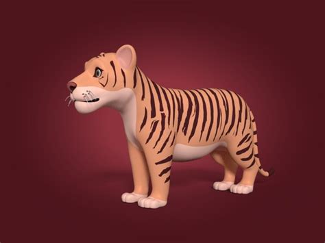 Cartoon tiger cub model - TurboSquid 1651086