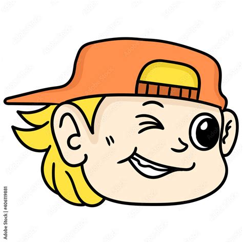 Emoticon Of The Head Of A Blonde Boy With A Smiling Expression Doodle Icon Image Stock Vector