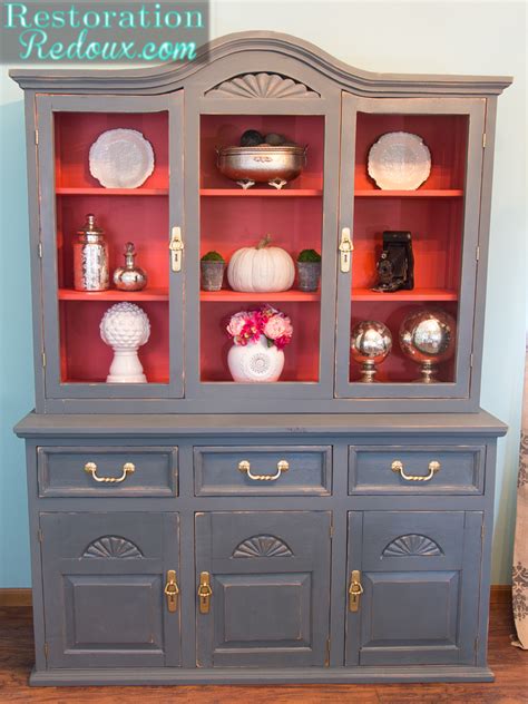 China Hutch Makeover With Plaster Paint Debbiedoos