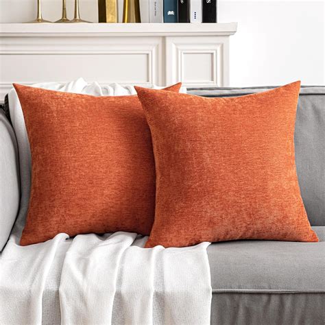 Miulee Pack Of 2 Burnt Orange Decorative Pillow Covers 18x18 Inch Soft