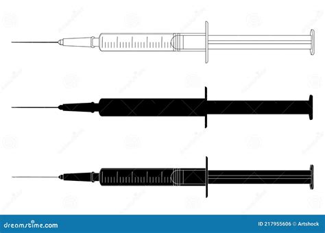 Syringe Line Art Stock Vector Illustration Of Vector 217955606