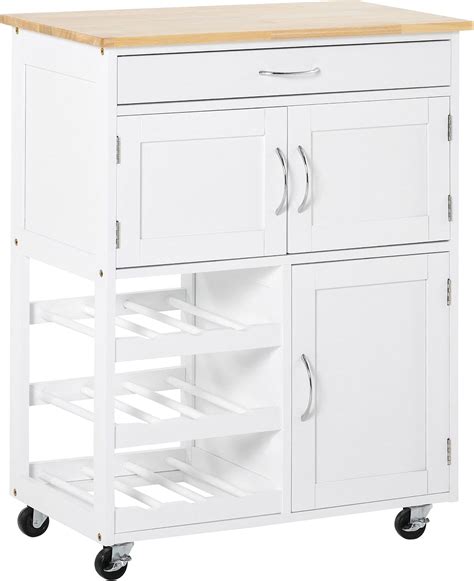 Homcom Carrello Cucina Con Portabottiglie Ante Ruote E Cassetto