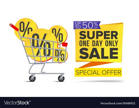 Shopping Cart With Big Sale Banner Up Royalty Free Vector