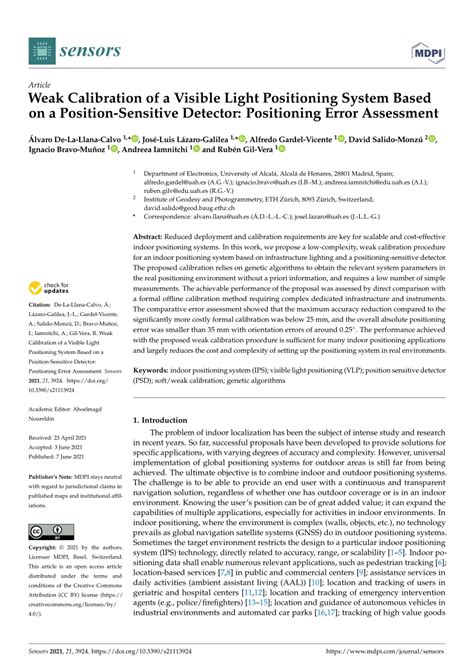 (PDF) Weak Calibration of a Visible Light Positioning System Based on a Position-Sensitive ...