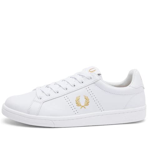 Fred Perry B721 Leather Sneaker White And Metallic Gold End Us