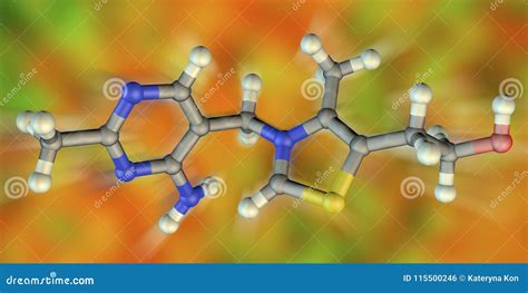 Molecular Model Of Vitamin B1 Thiamine Stock Illustration