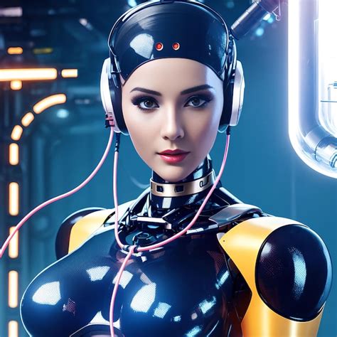 Premium Photo Futuristic Sci Fi Of Woman Cyborg Robot Generative Art