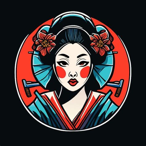 Geisha Japonesa Samurai Garota Desenhada M O Plano Elegante Adesivo