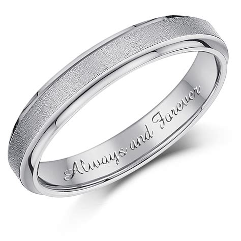 4mm Always And Forever Engraved Titanium Matt And Polished Wedding Ring