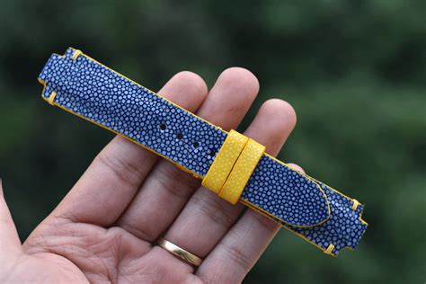 Bespoke Blue Stingray Leather Watch Strap Oris Aquis Tissot PRX Straps