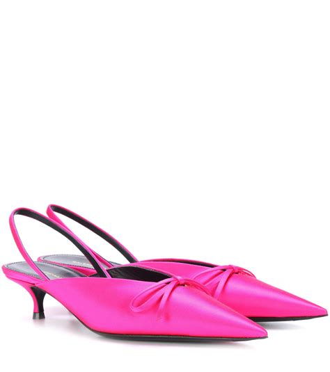 Balenciaga Knife Satin Slingback Pumps In Rose Fuchsia Pink Lyst