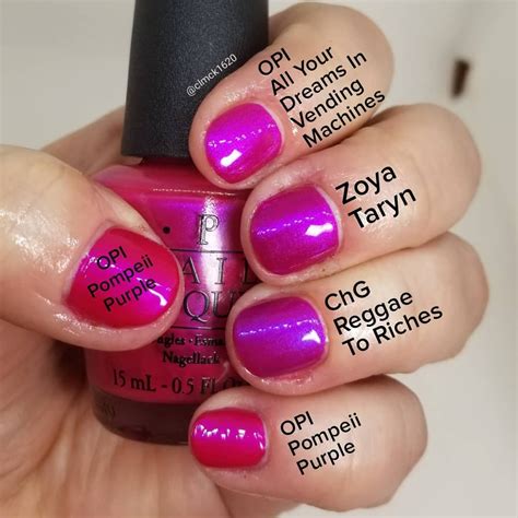 Comparison Swatches ♡ Opi Pompeii Purple Thumb Pinky • Opi All