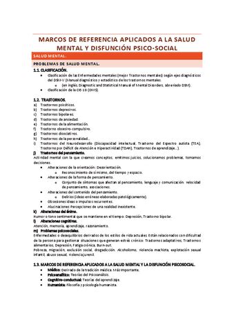 Tema 9 Marcos En Salud Mental Y Disfuncion Psico Social Pdf