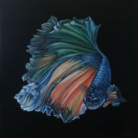 Betta Fish Handmade Painting Painting By Gabriella Moln R Artmajeur