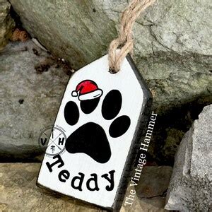 Personalized Dog Paw Christmas Ornaments Wood Signs Primitive - Etsy