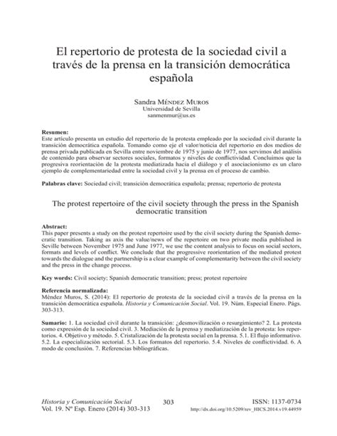 El Repertorio De Protesta De La Sociedad Civil A Través De La Prensa