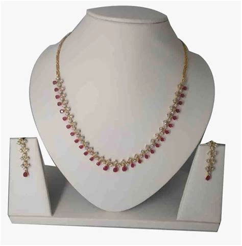 Golden White And Red K Gold Diamond Necklace Set At Rs Set In