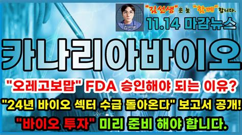 카나리아바이오 주가전망 마감속보오레고보맙 Fda 승인되어야 하는 이유 24년 바이오 섹터 전망 보고서 공개합니다