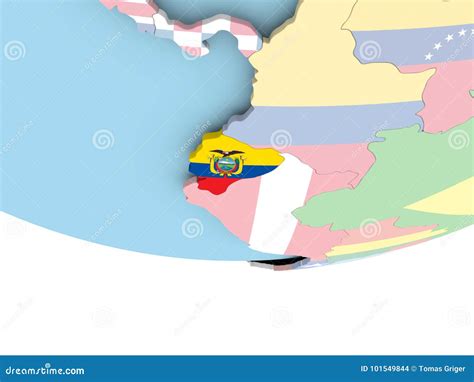 Karte Von Ecuador Mit Flagge Auf Kugel Stock Abbildung Illustration