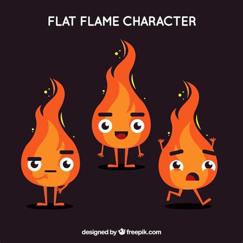 Flame Characters In Flat Design Vector Free Download