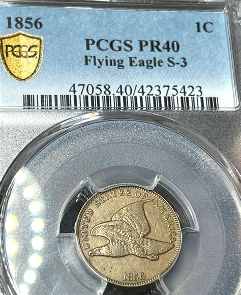 1856 1c Flying Eagle Cent Scarce S 3 Business Strike Pcgs Pf40 The