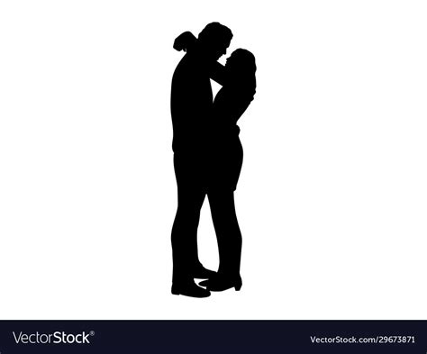 Silhouette Two Lovers Man And Woman Embracing Vector Image