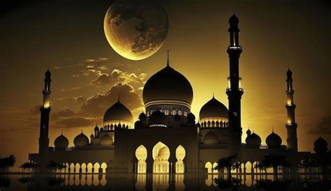 Premium Photo | View of mosque mosque in night mosque at night