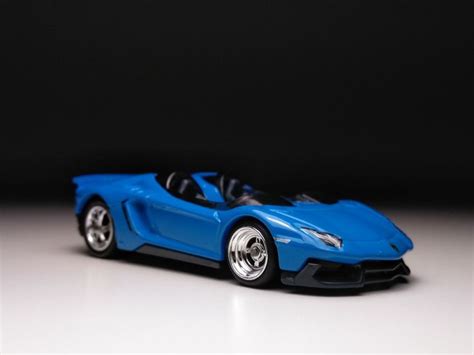 Hot Wheels Lamborghini Aventador J Blue With Custom Real Rubber Tires