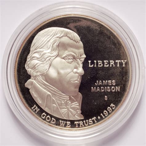 1993 Bill of Rights James Madison Commemorative Proof Silver Dollar