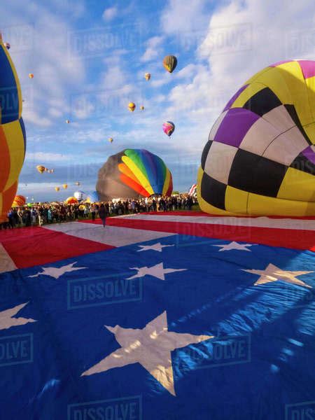 Stars And Stripes Hot Air Balloon Mass Ascension Into The Sky