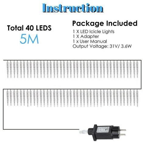 Swanew Guirlande Noel Exterieur M Led Lumi Res De Stalactite