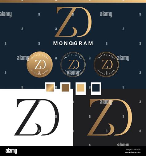 Luxury Initial Letter ZD Or DZ Monogram Text Letter Logo Design Stock