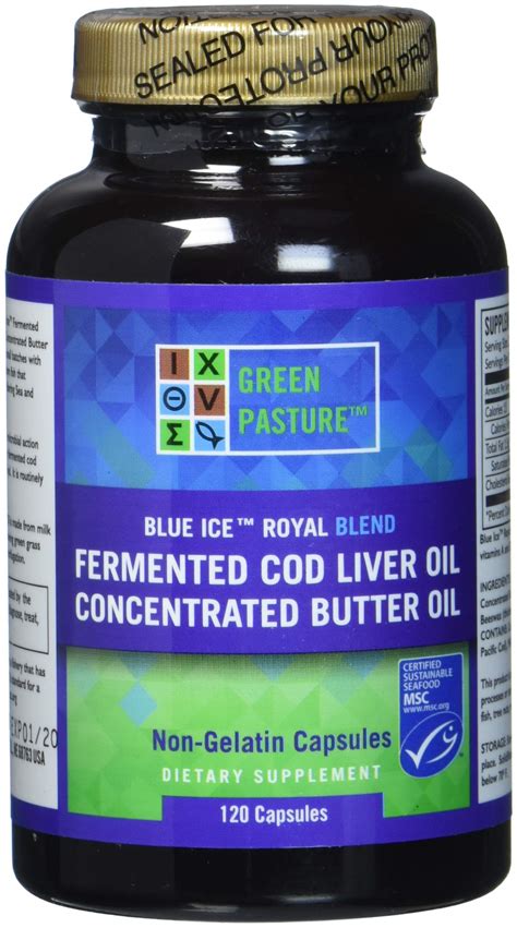 Green Pasture Blue Ice Royal Butter Fermented Cod Liver Oil Blend 120