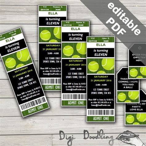 Tennis party invitations editable pdf printable instant etsy – Artofit