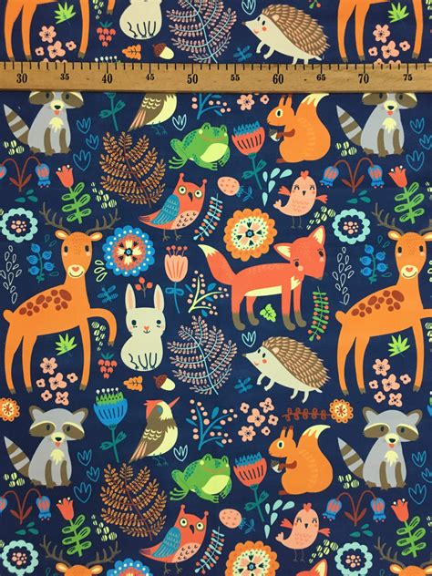 Animals Fabric Stain Resistant Animal Printed Fox Fabric Etsy