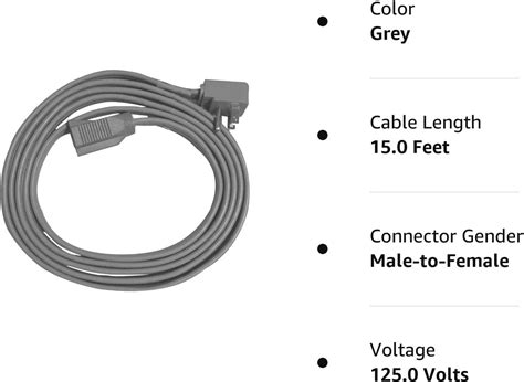 Heavy Duty Flat Extension Cord 15 Ft Wire Gray Flat Plug Extension Cord For Air 313027686653 Ebay