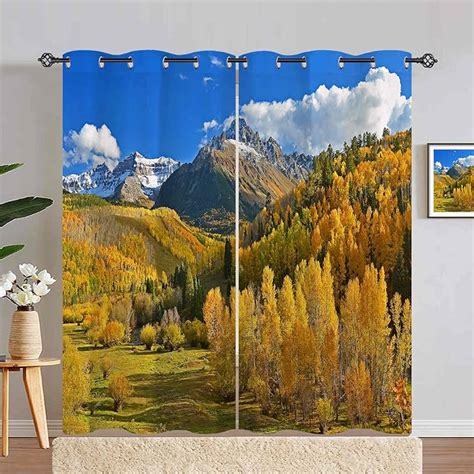 ANHOPE Autumn Curtains Eyelet 80 Blackout Room Darkening Curtains