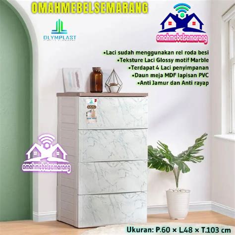 Jual Lemari 4 Laci Susun Plastik OLYMPLAST ODC 04M MARBLE Drawer