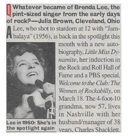 Donald Kennedy Gossip: Brenda Lee Biography