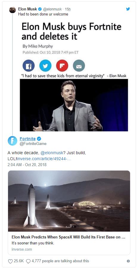 Elon Musk gets a reply from Fortnite : r/FortNiteBR