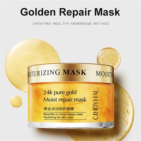 24k Gold Face Mask Serum Shrink Pores Deep Moisturizing Cream Golden Sleeping Mask Skin Care