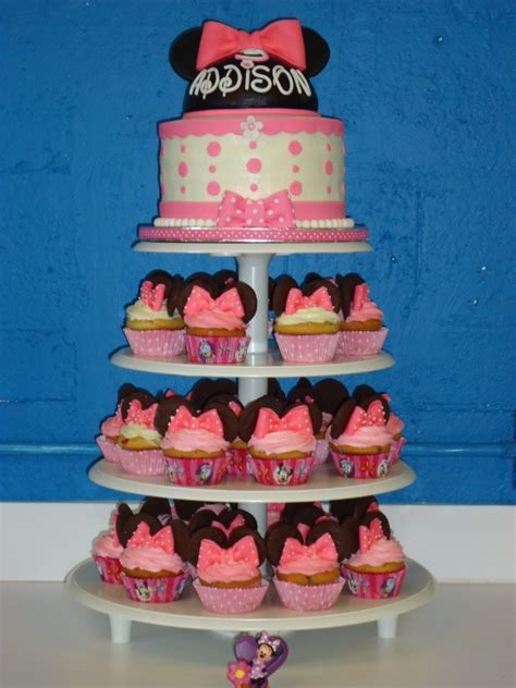 My First Minnie Mouse Cake And Cupcake Tower Cupcake Cakes Cake